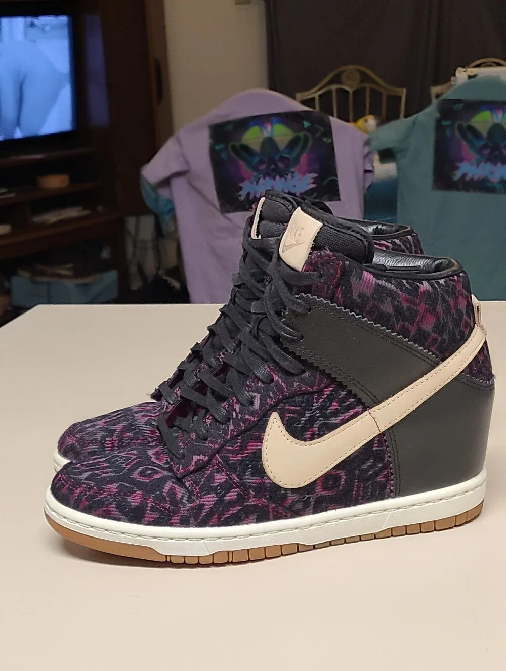 Nike Dunk Sky Hi Premium Purple Tribal wedge skateboard sneakers size 7